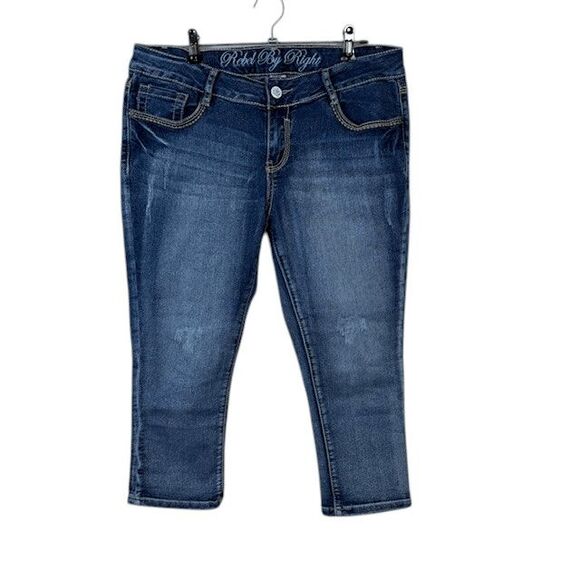 Rebel by Right Lower Rise Denim Capri Jeans Stretch Size 9 - Picture 1 of 12